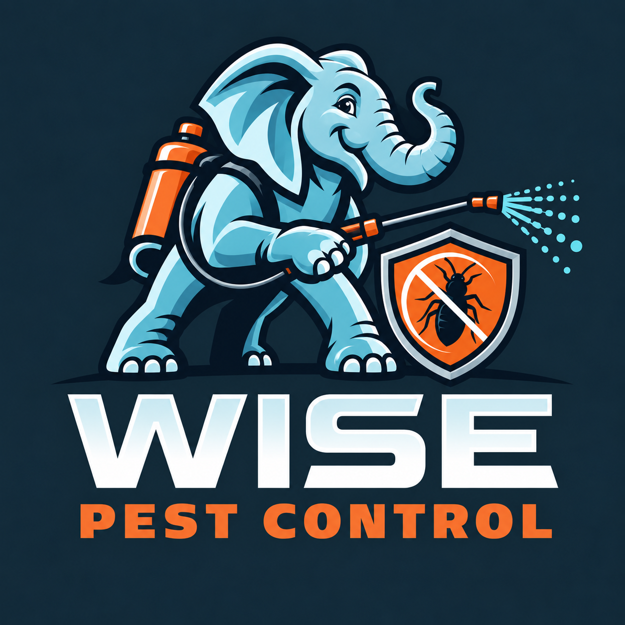 Wise Pest Control elephant mascot logo